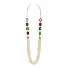 Multi color cat eye stone and Fresh water pearl necklace