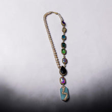 Fresh water pearls with multi colored cat eye stones necklace