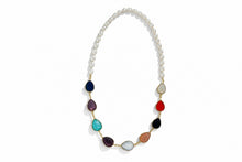 Pearls with multi color Cat eye stone Necklace