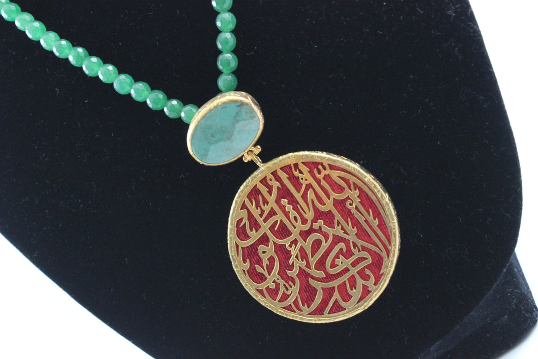 Calligraphy Necklace  with Semi precious Stone work.