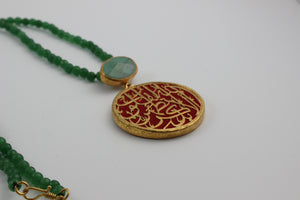 Calligraphy Necklace  with Semi precious Stone work.