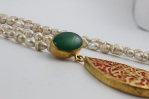 Calligraphy Necklace  with Semi precious Stone work.