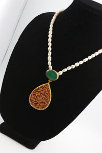 Calligraphy Necklace  with Semi precious Stone work.