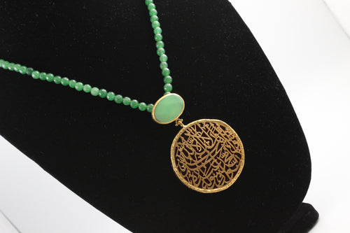 Calligraphy Necklace  with Semi precious Stone work.