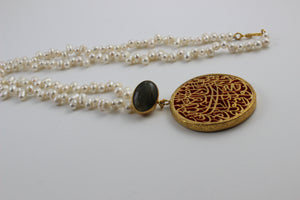 Calligraphy Necklace  with Semi precious Stone work.