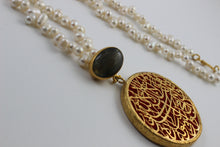 Calligraphy Necklace  with Semi precious Stone work.