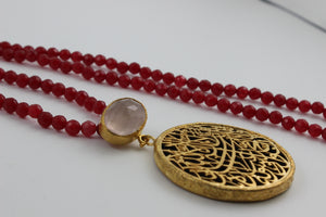 Calligraphy Necklace  with Semi precious Stone work.