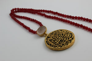 Calligraphy Necklace  with Semi precious Stone work.