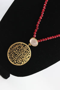 Calligraphy Necklace  with Semi precious Stone work.