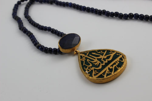 Calligraphy Necklace  with Semi precious Stone work.