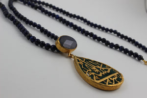 Calligraphy Necklace  with Semi precious Stone work.