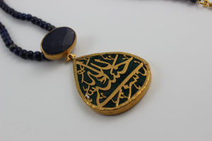 Calligraphy Necklace  with Semi precious Stone work.