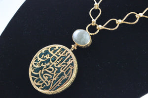 Calligraphy Necklace  with Semi precious Stone work.