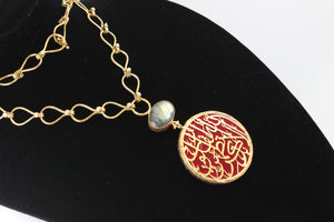 Calligraphy Necklace  with Semi precious Stone work.