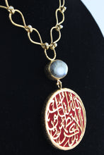 Calligraphy Necklace  with Semi precious Stone work.