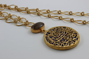 Calligraphy Necklace  with Semi precious Stone work.