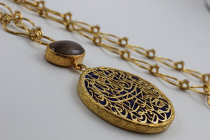 Calligraphy Necklace  with Semi precious Stone work.