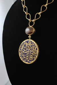 Calligraphy Necklace  with Semi precious Stone work.