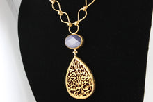 Calligraphy Necklace  with Semi precious Stone work.