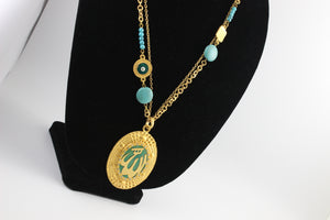 Calligraphy Necklace with Brass Chain