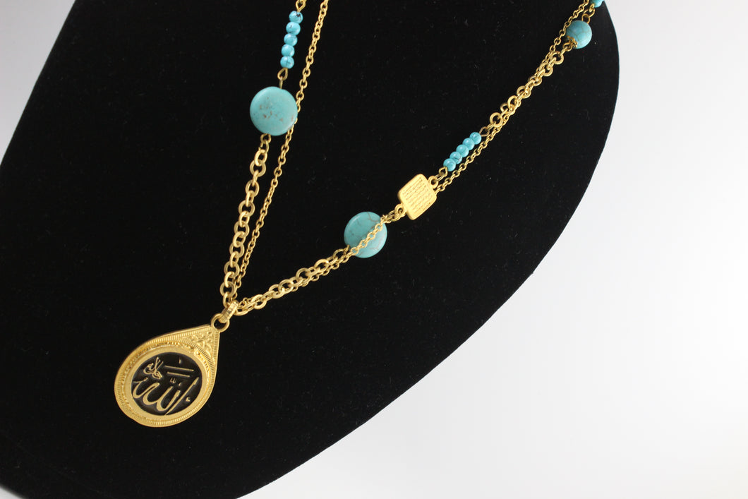 Calligraphy Necklace with Brass Chain