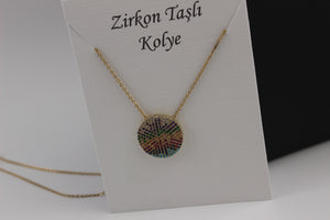 Colored Zircon Stone Pendants (with chain) from Turkey.