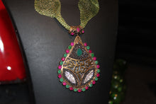 Turkish semi precious stone work pendants on silver--authentic.