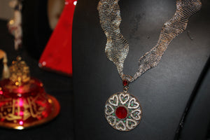 Turkish semi precious stone work pendants on silver--authentic.