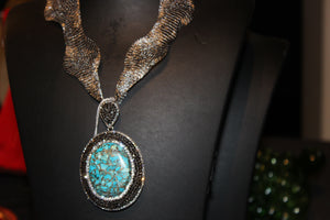 silver pendant with blue stone--authentic