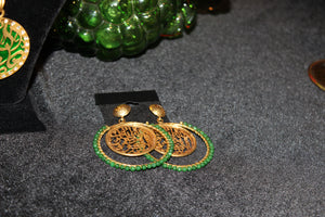 Arabic Calligraphy Earrings with Stone work---Calligraphy Earrings.