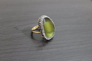 Colored Stone Ring with Zircon