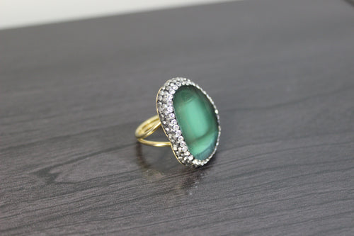 Colored Stone Ring with Zircon