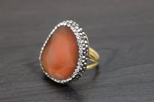 Colored Stone Ring with Zircon