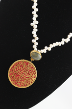 Calligraphy Necklace  with Semi precious Stone work.